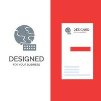 World Globe Marketing Grey Logo Design and Business Card Template