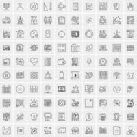 paquete de 100 iconos de líneas universales para móviles y web vector