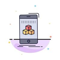 box 3d cube smartphone product Flat Color Icon Vector