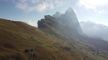 Odle Mountain Group from Seceda Aerial View, Italian Dolomites South Tyrol, Italy video
