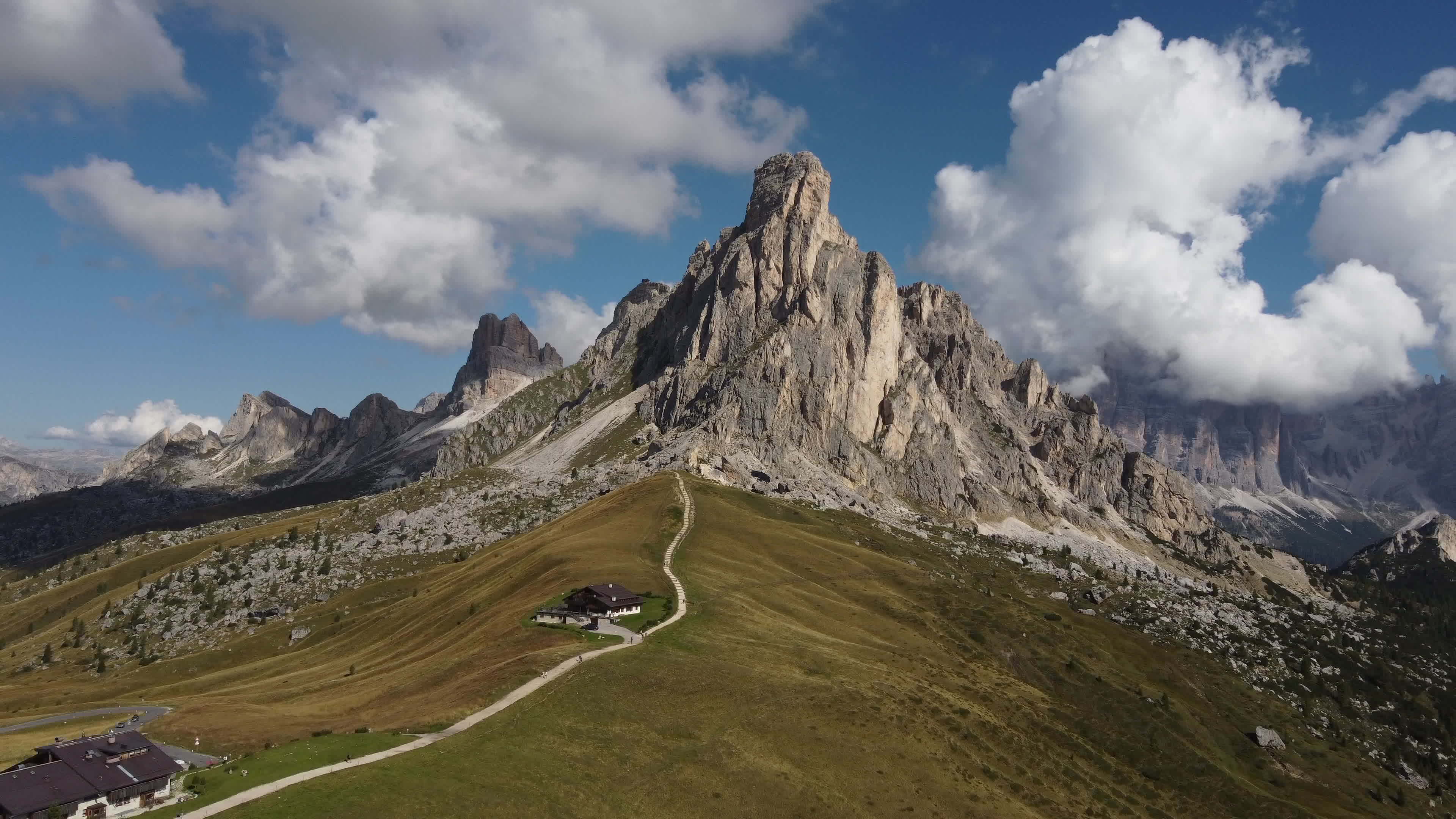 Passo Giau Pass, Ra Gusela and Averau Alpine Mountain in Dolomites