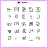 25 iconos creativos, signos y símbolos modernos de errores, compras, productos de negocios, caja, elementos de diseño vectorial editables vector