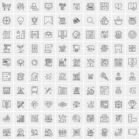 paquete de 100 iconos de líneas universales para móviles y web vector