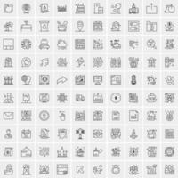 paquete de 100 iconos de líneas universales para móviles y web vector