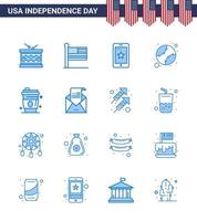 Happy Independence Day USA Pack of 16 Creative Blues of alcohol states usa baseball ireland Editable USA Day Vector Design Elements