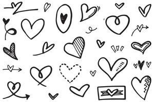 Doodle Hearts, hand drawn love hearts. Vector illustration.