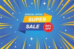 Super sale offer and discount sale promotion banner design premium vector