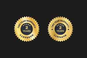 Two years warranty golden labels and badges. vector