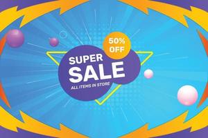 Super sale and discount sale promotion banner design premium vector