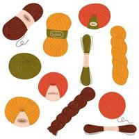 Hand drawn vector set of wool yarns