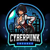 Cyberpunk mascot. esport logo design vector