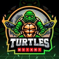 Turtle gunners mascot. esport logo design vector