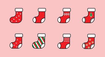 set of christmas sock cartoon flat design icon of sock, sock icon for christmas vector