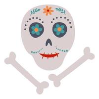 doodle decorated skull vector