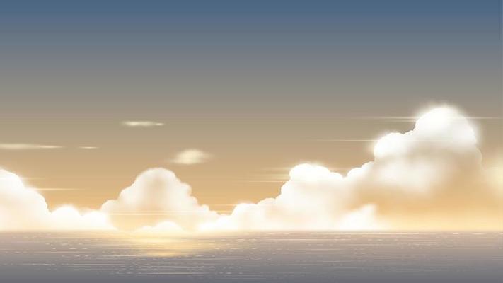 cumulonimbus clouds at the horizon of the ocean during the evening
