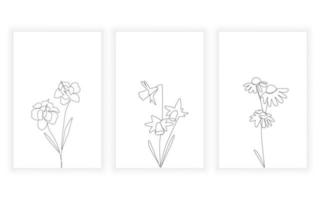 hand drawn beauty flower line art style. abstract single line art minimal concept vector