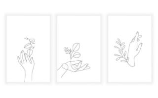 set of female and hand line art , continuous line. for logo design. vector