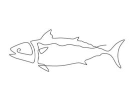 set of sea food and sea life line art , continuous line. for logo design. tuna fish vector