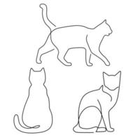 conjunto de arte de línea de gato animal dibujado a mano para diseño de logotipo vector