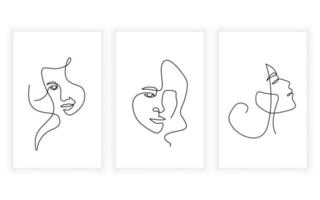 mujer elegante y rostro femenino en estilo de arte de línea arte de línea continua en minimalista para diseño de logotipo vector