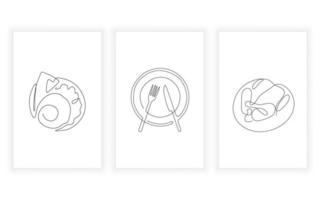 Vector modern minimalism set of restaurant and food drawning illustration.