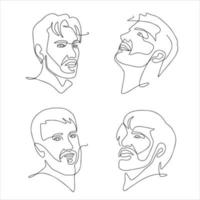 arte de línea continua del hombre. dibujo de arte de línea continua de retrato facial. diseño mínimo abstracto. para logo y diseño simple vector