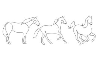 One Line art Drawing animal farm and horse Continuous Line Art Drawing abstract minimal. vector