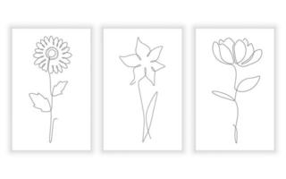 vector of Elegant flower and plant in one line art style. Continuous line art in minimalistic for logo and printable design. vector illustration.