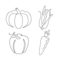 conjunto de arte de línea vegetal e ingrediente, línea continua. para el diseño de logotipos. vector