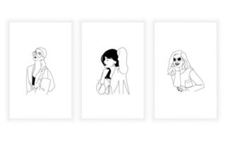 Vector modern minimalism of beauty woman fashion line art drawning illustration