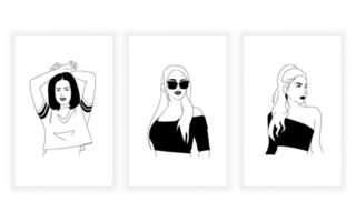 hand drawn beauty female woman fashion style. abstract minimal concept vector