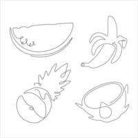 conjunto de arte de línea de frutas y concepto de línea continua. para el diseño de logotipos. vector