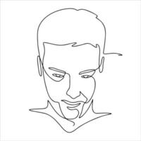 dibujo de arte de una línea de hombre. dibujo de arte de línea continua de retrato facial. diseño mínimo abstracto. para logo y diseño simple vector
