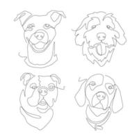 set of dog animal line art and continuous line concept. for logo design. vector