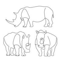 One Line art Drawing animal and rhinoceros Drawing abstract minimal. vector