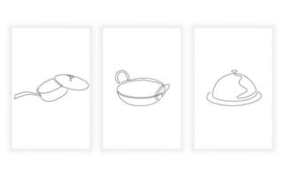 conjunto de cocina y restaurante, arte de línea de comida, línea continua. para el diseño de logotipos. vector