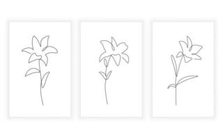 set of flower lily line art , continuous line. for logo design. vector