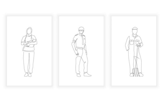 One continuous single drawing line. occupation and uniform concept. vector