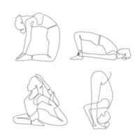 Elegant yoga and exercise in one line art style Continuous line art in minimalistic for logo design vector