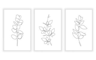 Elegant plant and leaves in one line art style. Continuous line art in minimalistic for logo and printable design. vector illustration.