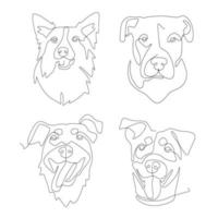 continuous line art dog and puppy concept element collection. minimal concept. vector