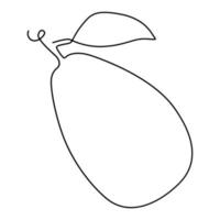 line art and continuous drawing fruit symbol element for logo and printable design. pear vector