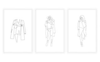 Abstract minimalistic female fashion. Modern single line art style. vector