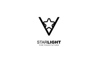 V logo star for branding company. letter template vector illustration for your brand.