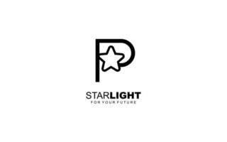 P logo star for branding company. letter template vector illustration for your brand.