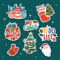 Christmas Themed Journaling Stickers Set vector