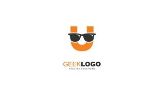 U logo Sunglasses for identity. letter template vector illustration for your brand.