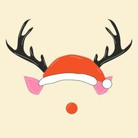 The face of a cute Christmas deer.Vector in cartoon style. All elements are isolated vector