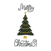 Vector flat hand drawn christmas tree design.