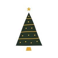 Flat hand drawn christmas tree illustration. vector